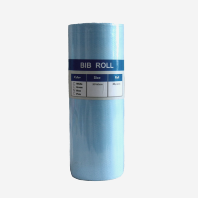 China Disposable Dental Bib Roll 80pcs/ Roll Dental Apron with Tie Strings Waterproof Poly Patient Aprons for Dental Clinic supplier