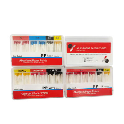 China Dental Absorbent Paper Point Dental PP Pro-N R Series Wave with Mark or No Mark Available 60pcs/box supplier