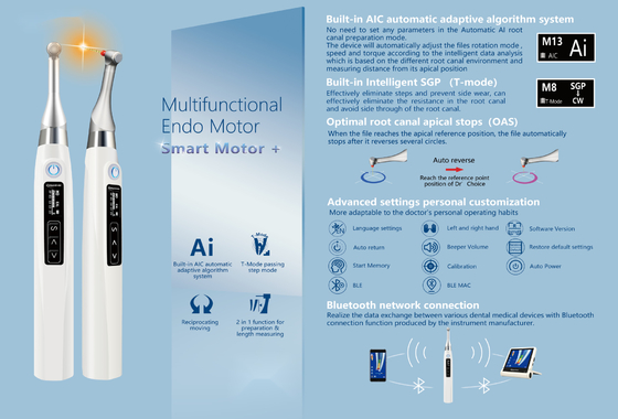 Multifunctional Smart Motor+ Endo Motor with built-in apex locator can use blueteeth connect to the RPEX9 apex locator supplier