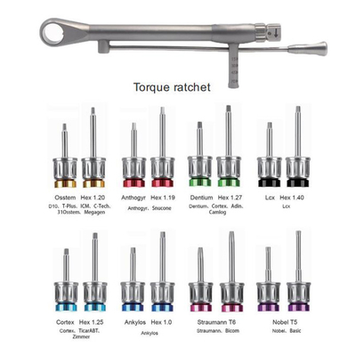 E Type Dental Implant System Prosthetic Tool Kit with Universal Torque Wrench 16pcs Screw drivers For Hand Use supplier