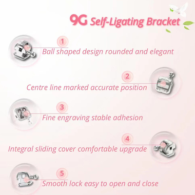 9G Ball shape 022 Dental Self-ligating Dental Braces Orthodontic Metal Brackets Roth/MBT 3WH /345WH supplier