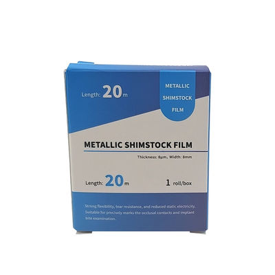 20m/Roll Dental Metallic Articulating Film 8μm Shimstock Occlusion Test Strip for Implant Crown Bridge Bite Checking supplier