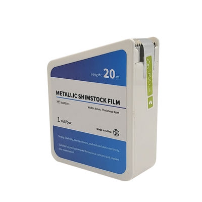 20m/Roll Dental Metallic Articulating Film 8μm Shimstock Occlusion Test Strip for Implant Crown Bridge Bite Checking supplier