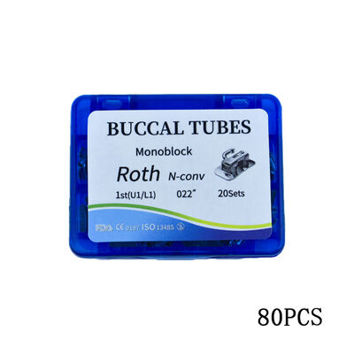 Dental Orthodontic Monoblock Buccal Tube Roth 0.022" 1st/2nd Molar Bondable Single Tube 20Sets/Box Ortho Molar Tubes supplier