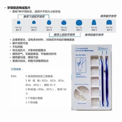 Dental Anatomically Shaped Transparent Cervical Matrix Assorted Kit 275 PCS for Filling Materials supplier