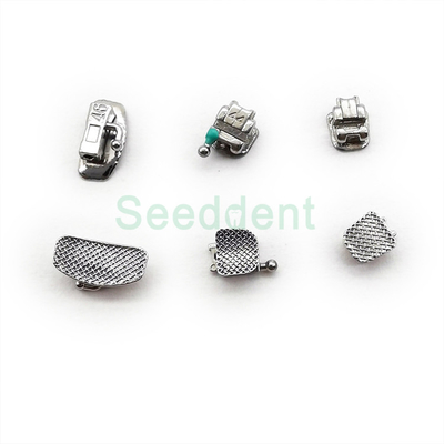 Orthodontic Bondable Mesh Base Metal Self-Ligating Bracket with Buccal Tube / Dental Orthodontic Self-ligating Bracket supplier