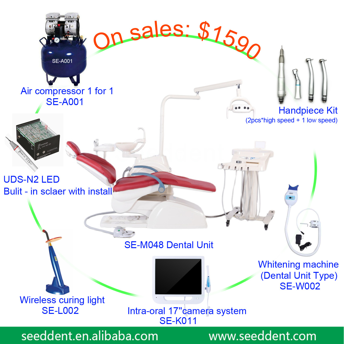 Good Price Mobile Instrument Tray Dental Unit Set / Dental Chair M048