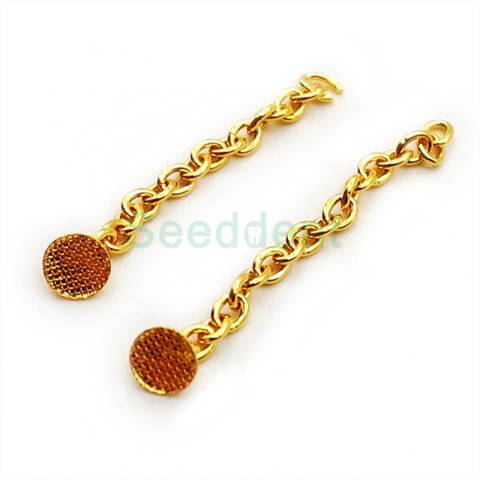Orthodontic Round Mesh Base Goldplating Lingual Button Chain